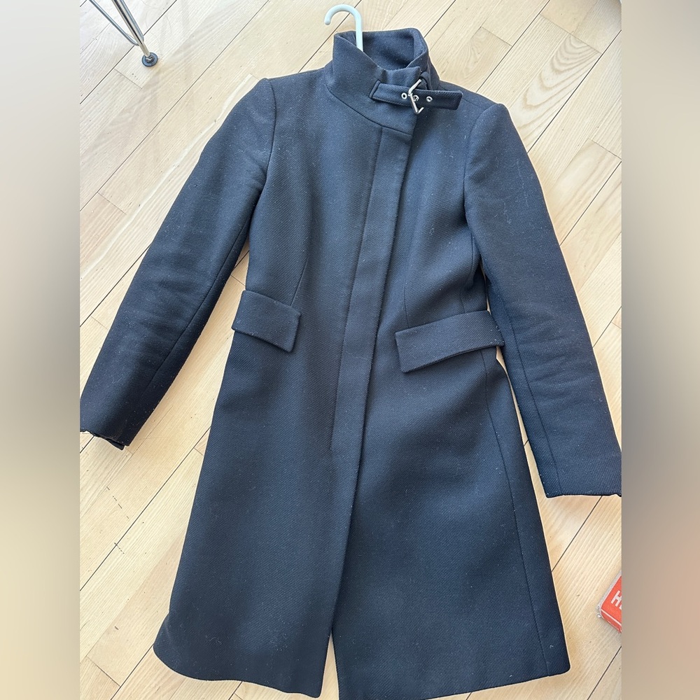 Womens Black Stand-Collar Coat